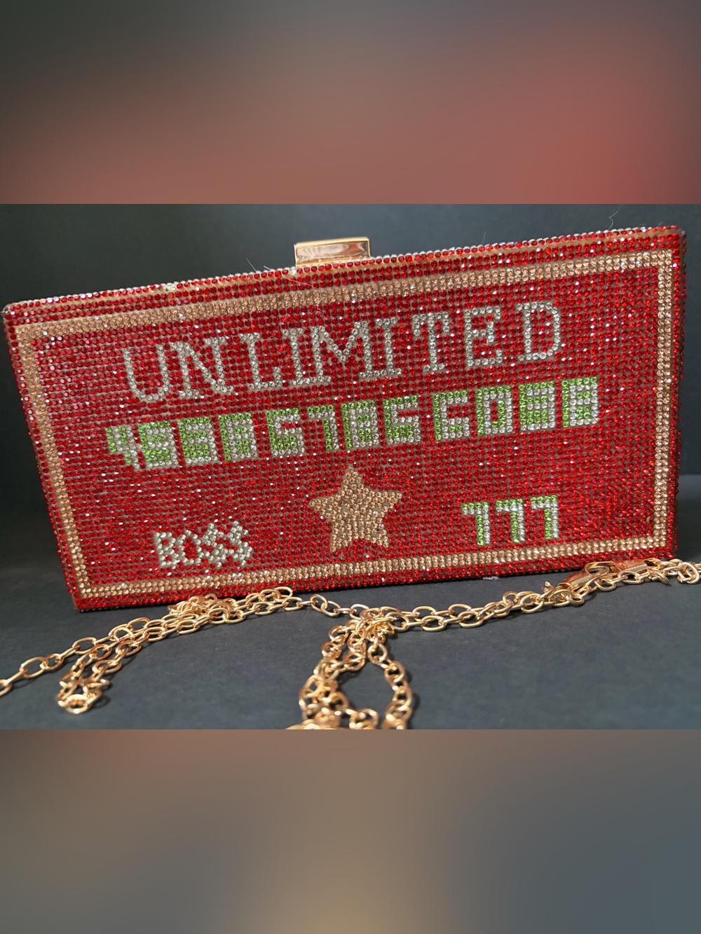 Red Crystal Embellished Evening Clutch - Picture 5 of 7